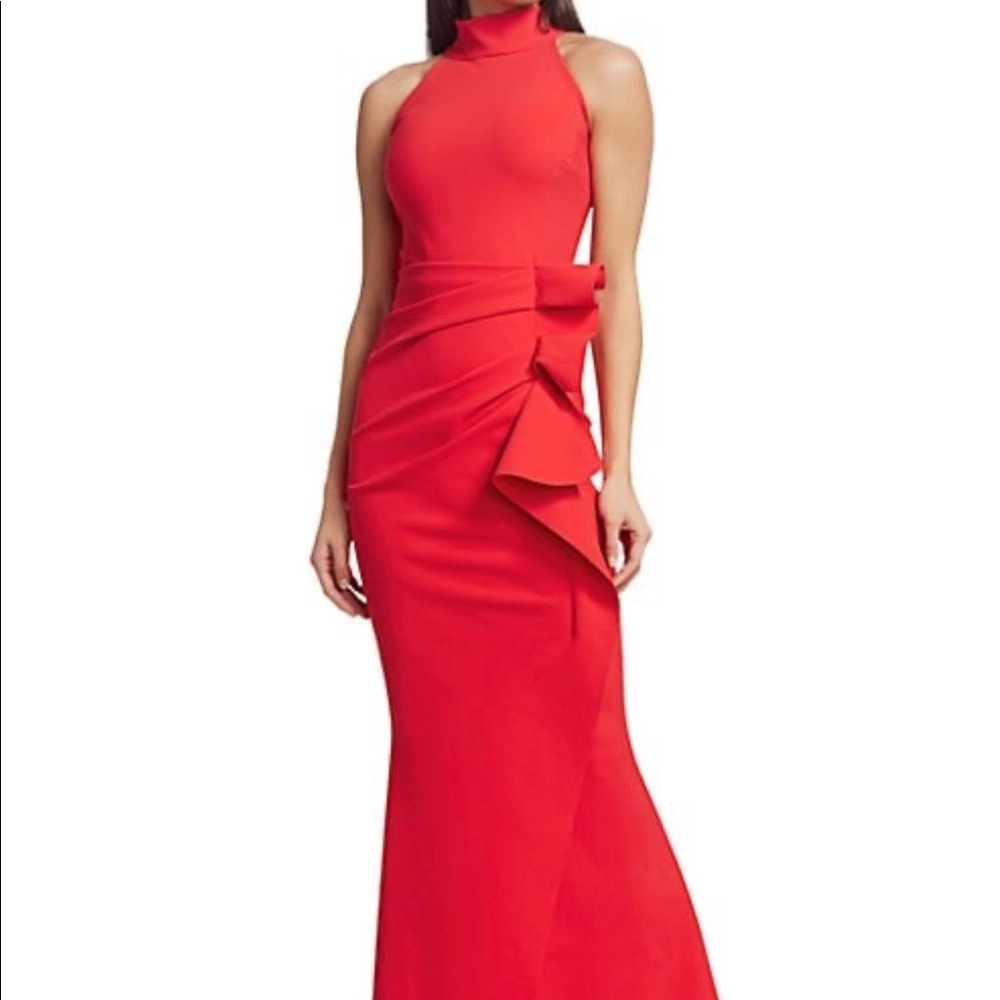 Chiara Boni La Petite Robe NWT $995 Gudrum Orange Racer & Ruffle Gown. Sz 12